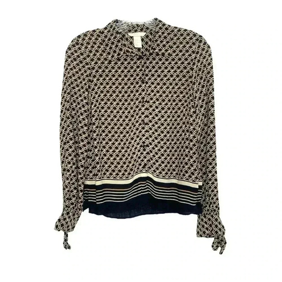 H&M Button Down Chain Link Blouse Top - Picture 1 of 5